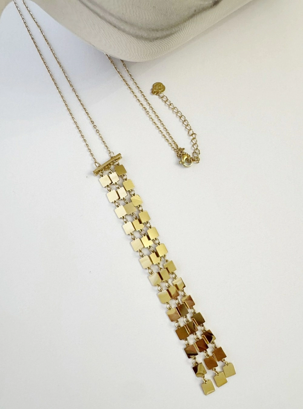 Collar largo tira cuadrados