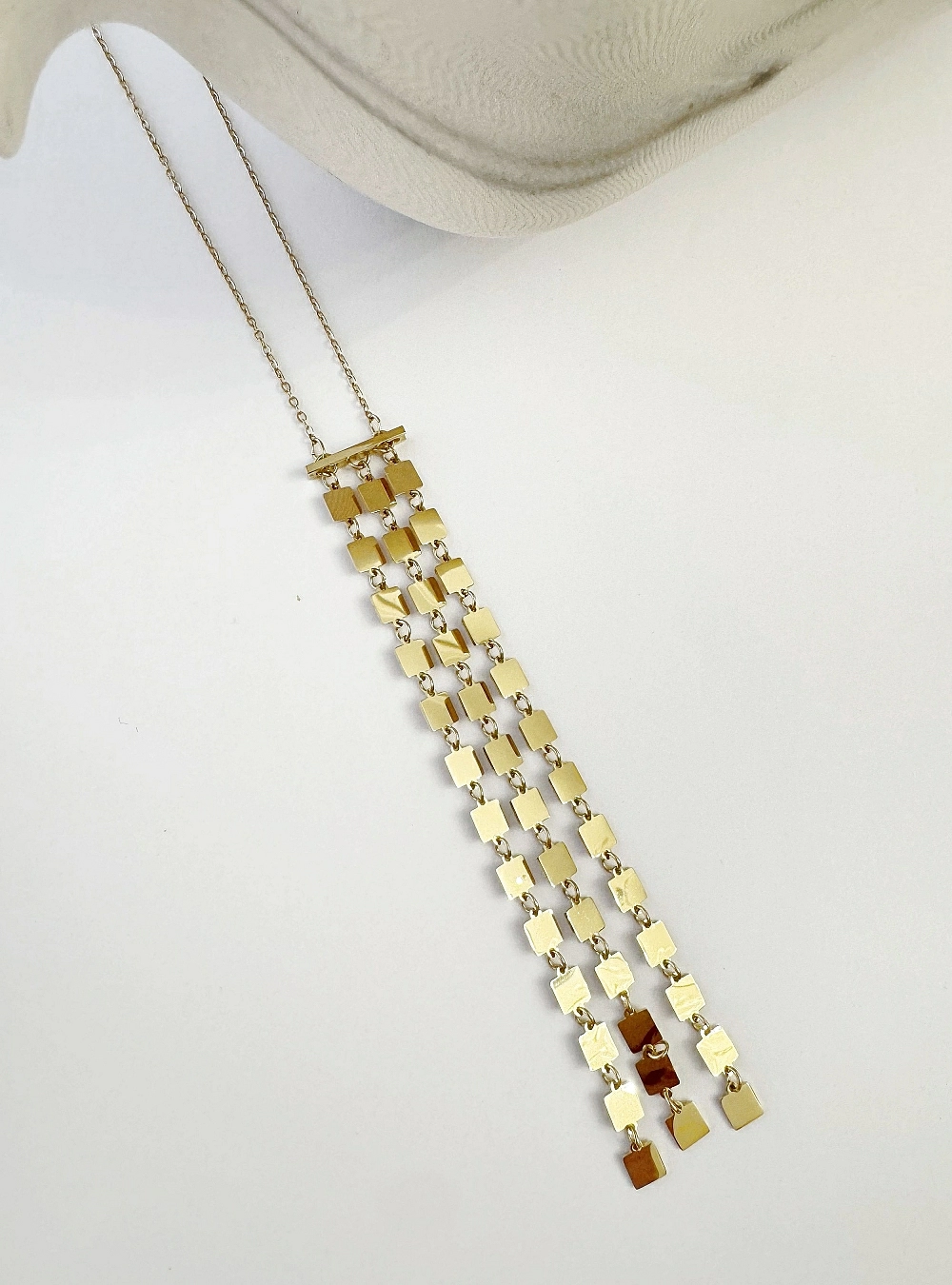Collar largo tira cuadrados