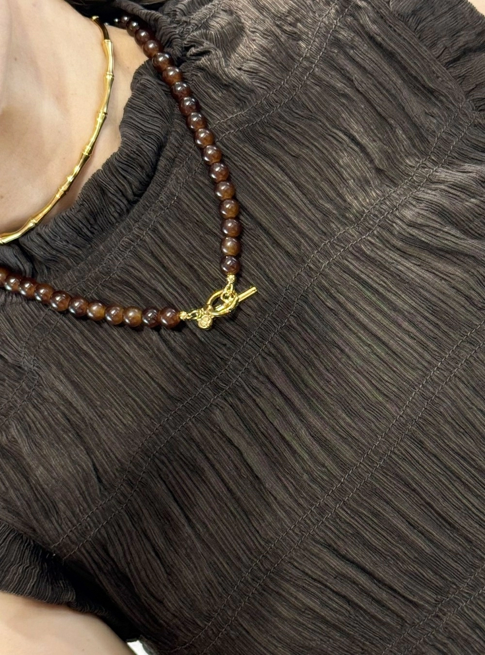 Collar perlas coffe
