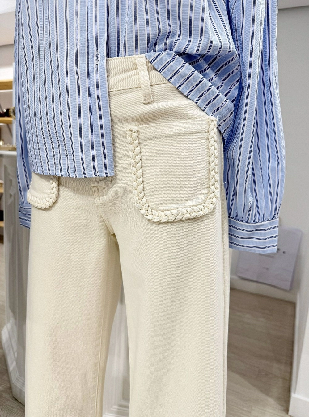 Jeans straight bolsillo trenza new