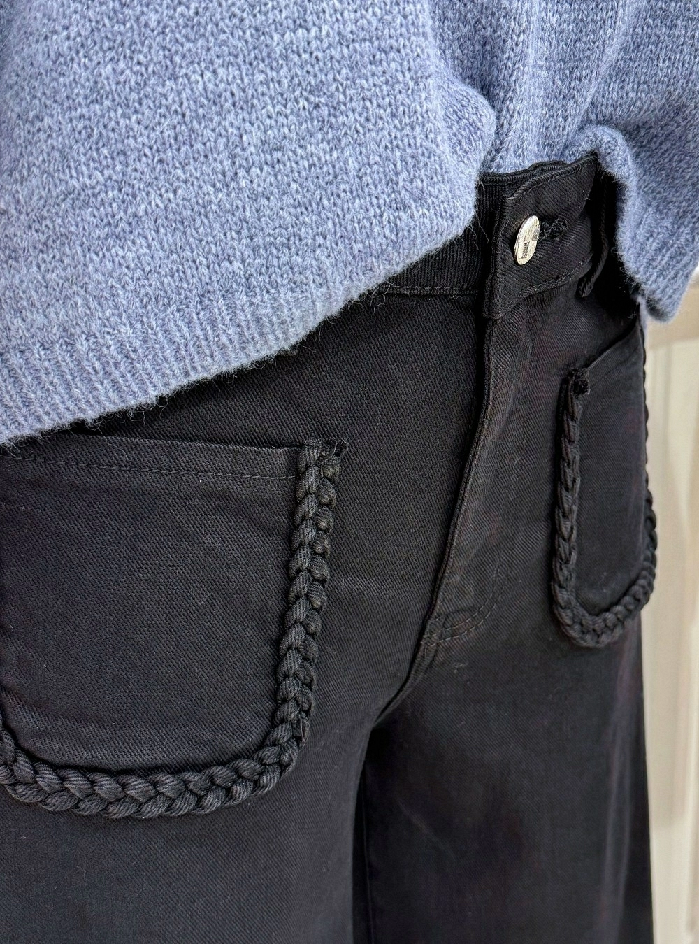 Jeans straight bolsillo trenza new
