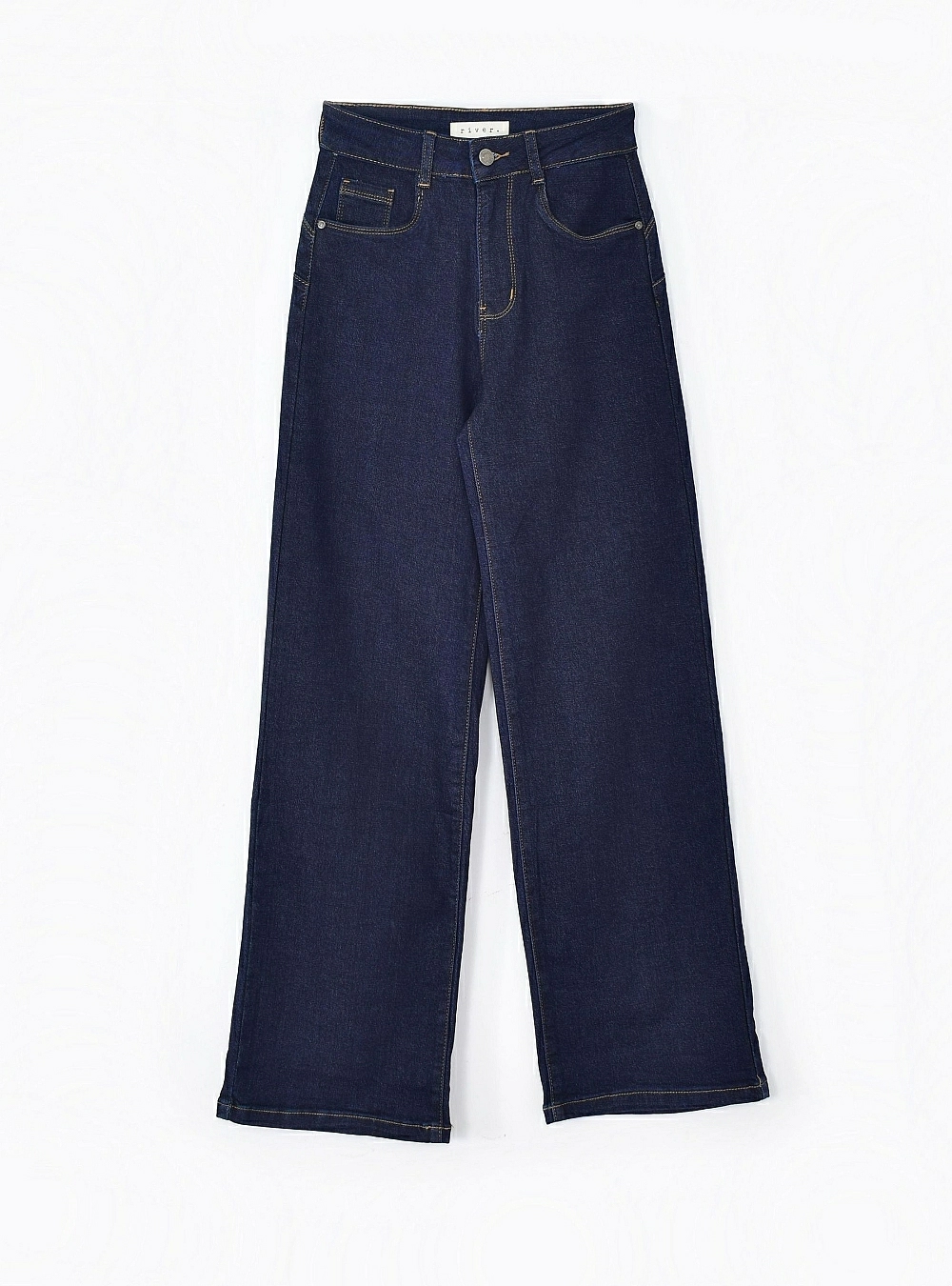 Jeans straight push up costura