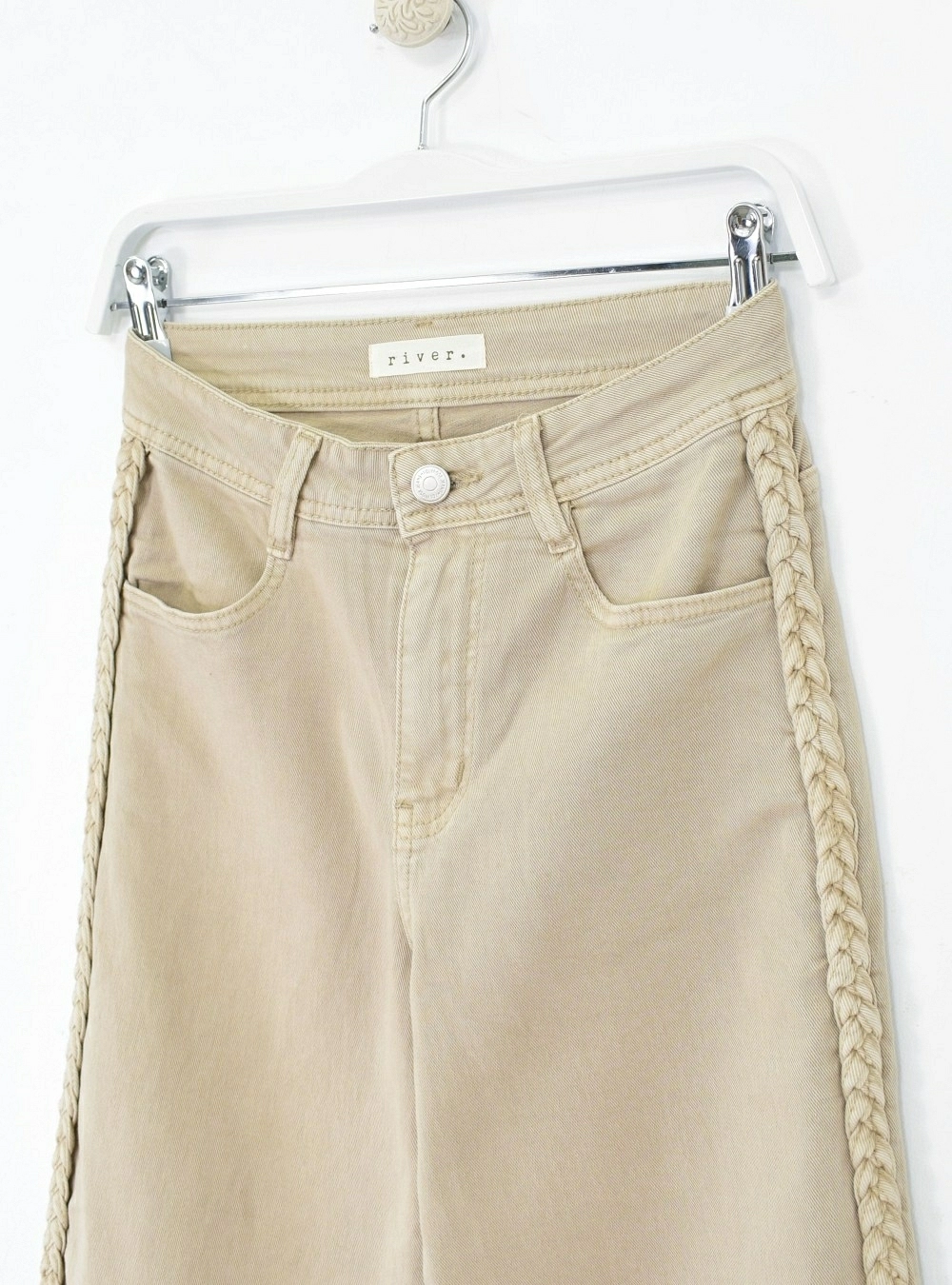 Jeans straight trenza lateral