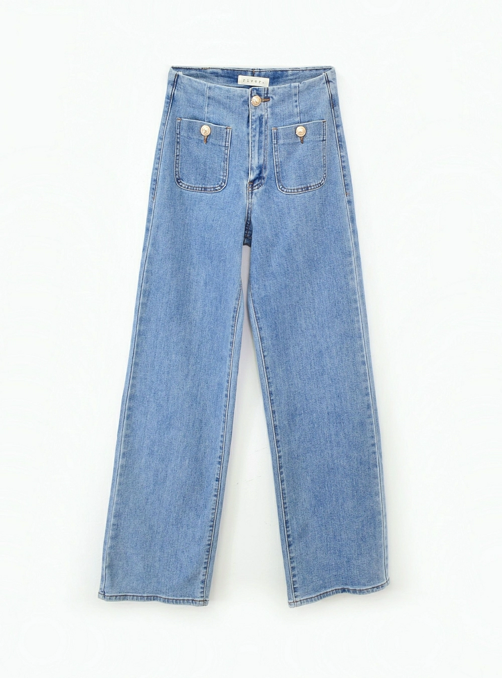 Jeans wide leg boton leon