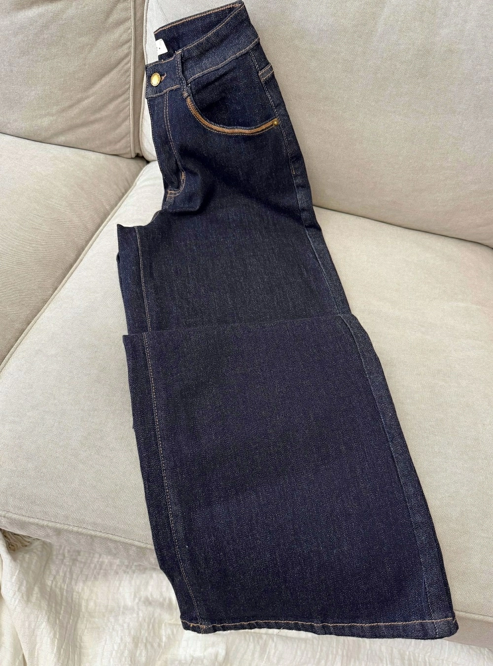 Jeans wide leg costura