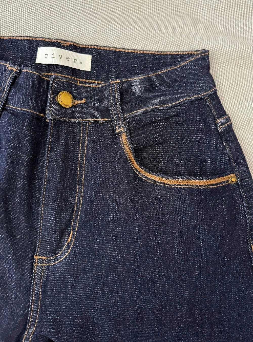 Jeans wide leg costura