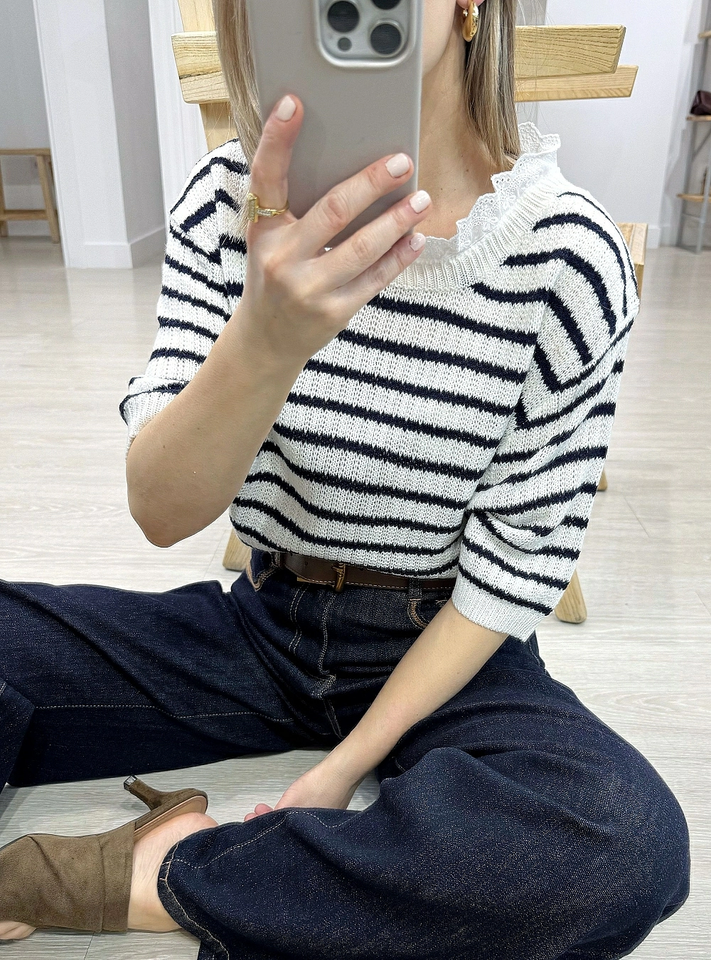 Jersey mc punto cuello bordado