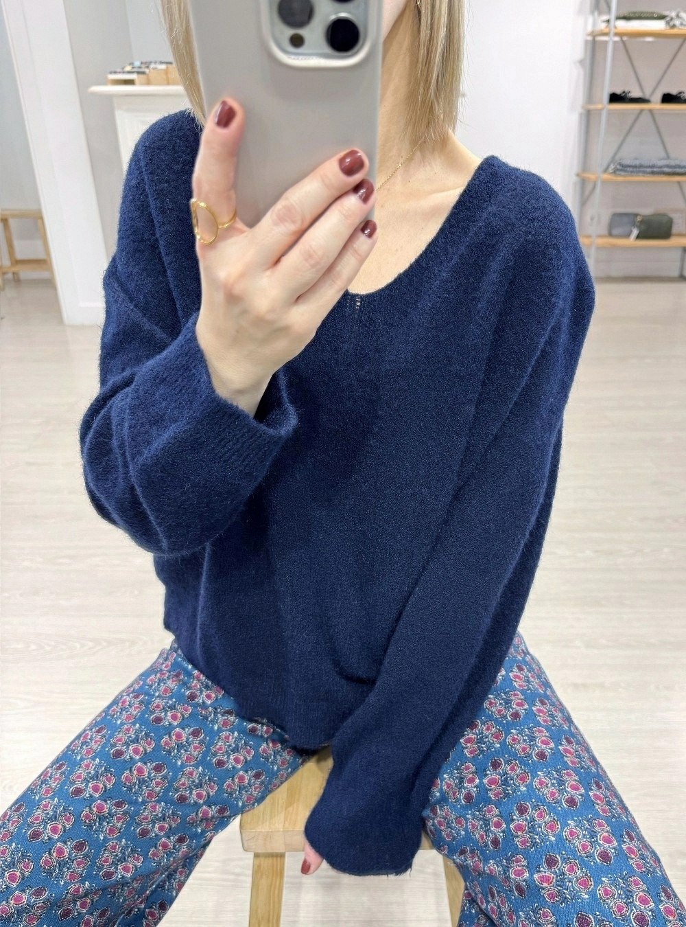 Jersey punto cuello pico Jersey punto cuello pico