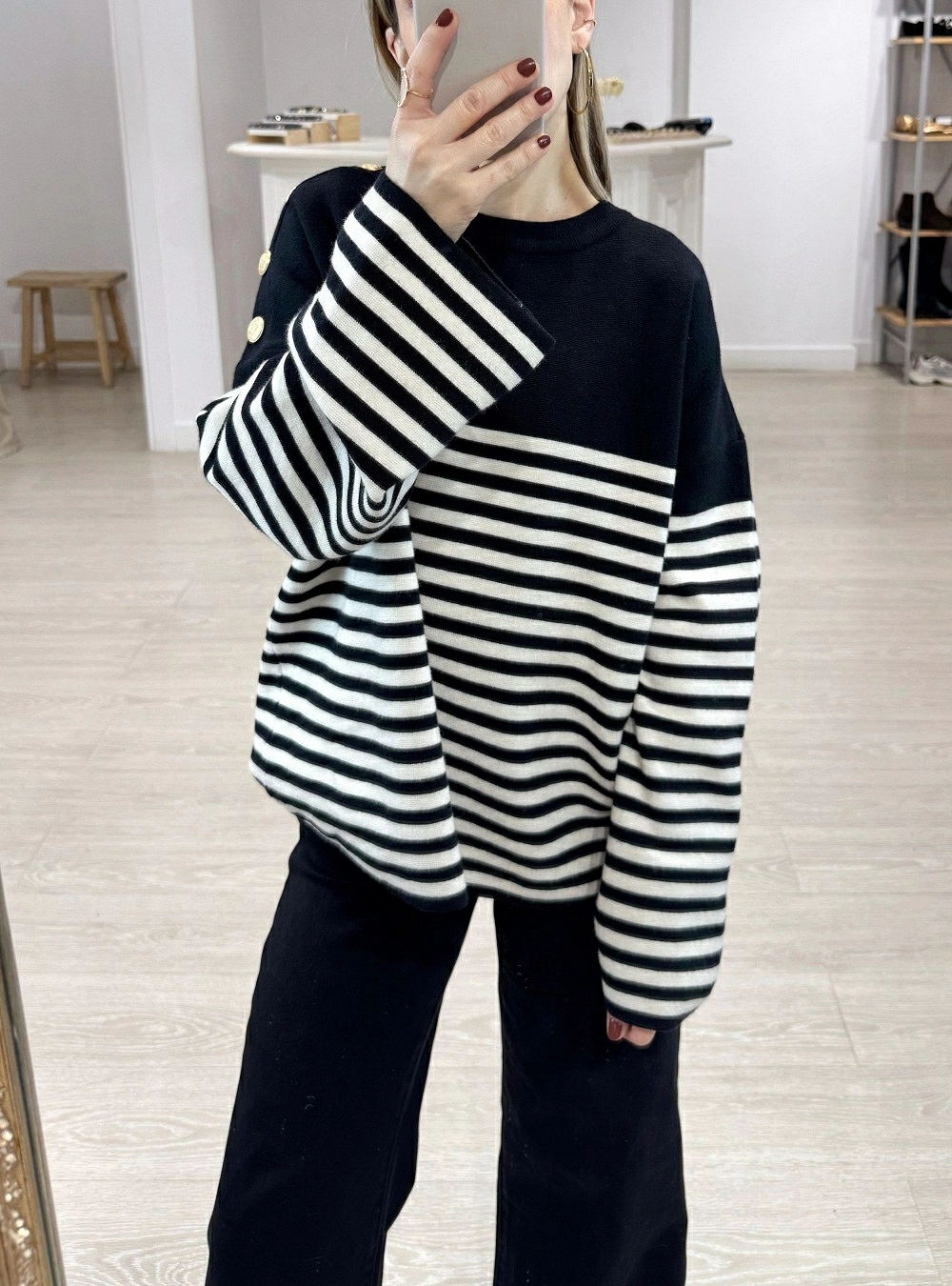 Jersey rayas botones hombro