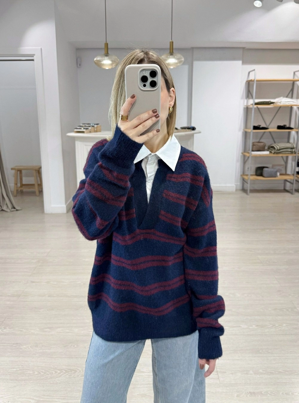 Jersey rayas combinado camisa Jersey rayas combinado camisa