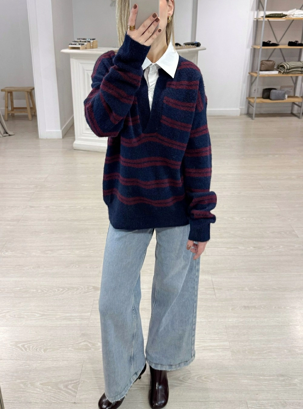 Jersey rayas combinado camisa Jersey rayas combinado camisa