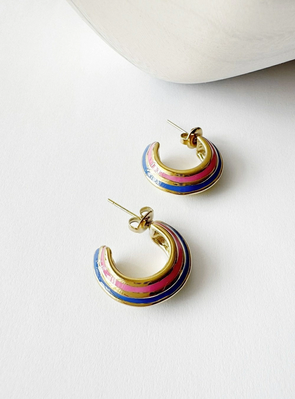 Pendientes acero esmaltado tricolor