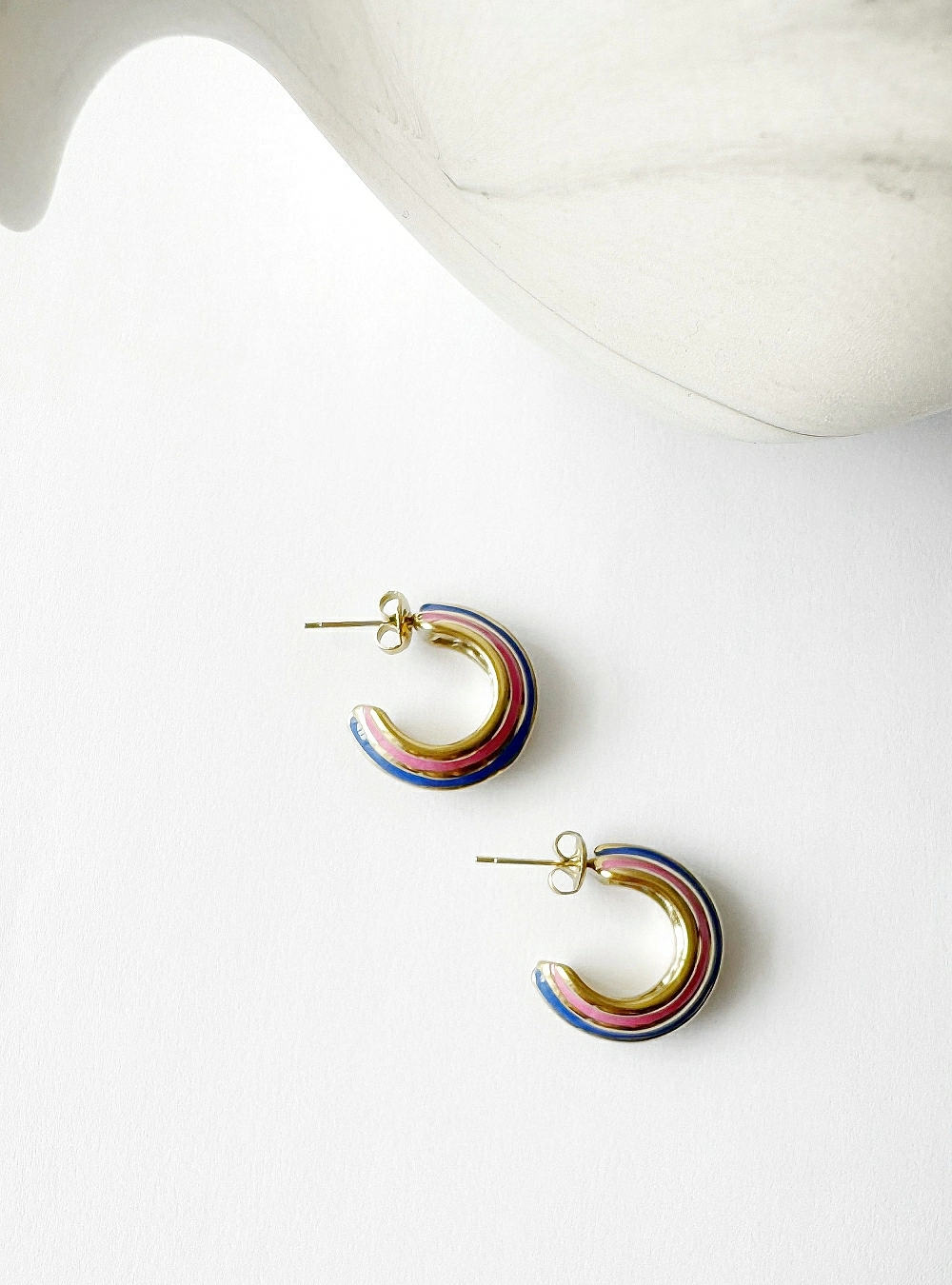 Pendientes acero esmaltado tricolor
