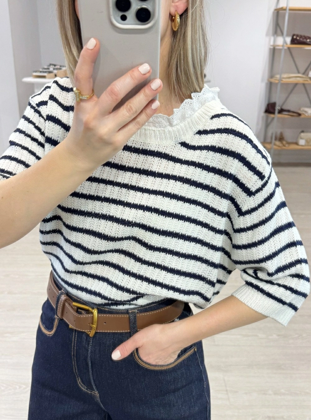 Pendientes acero media luna