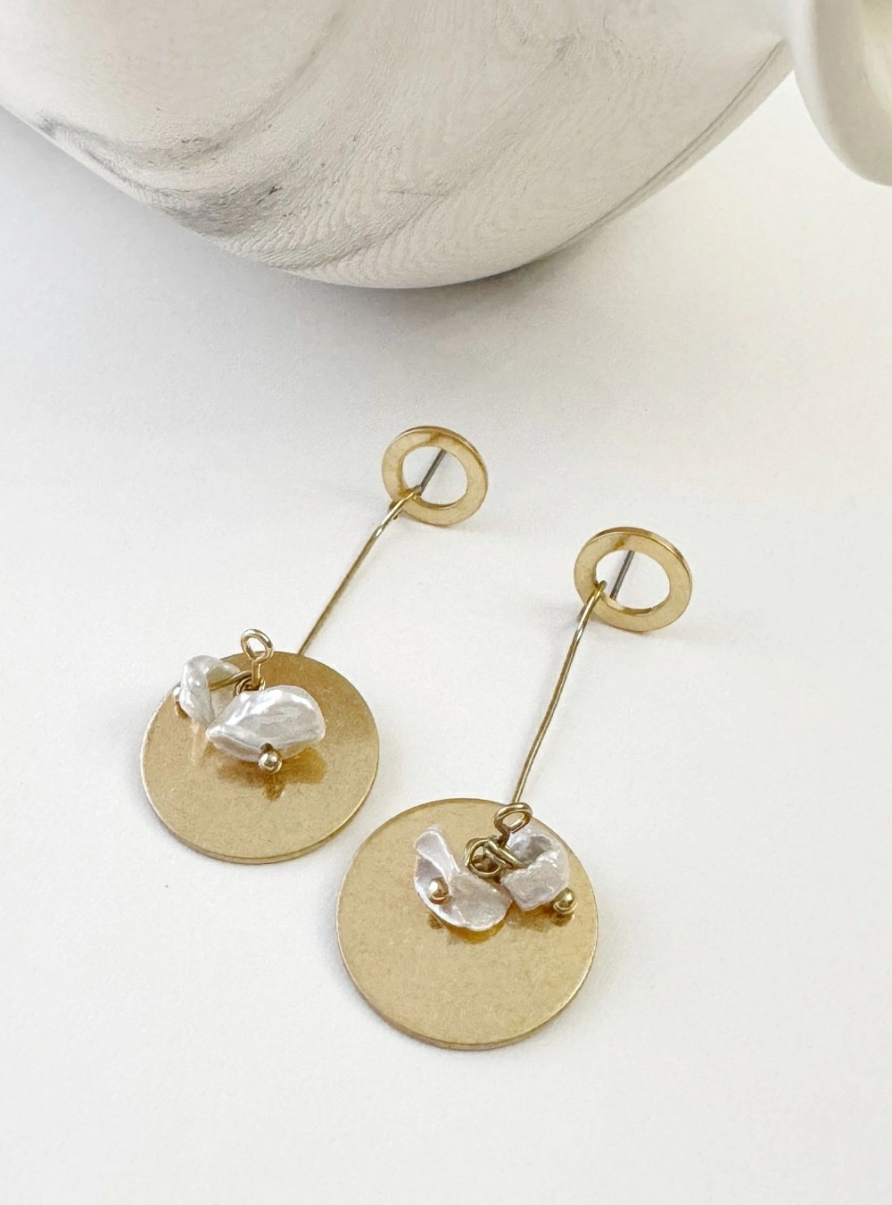 Pendientes aro, chapa y perla