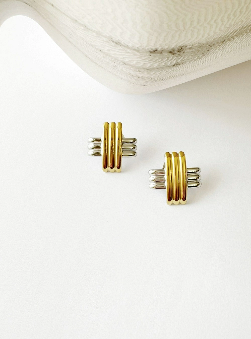 Pendientes cruz bicolor