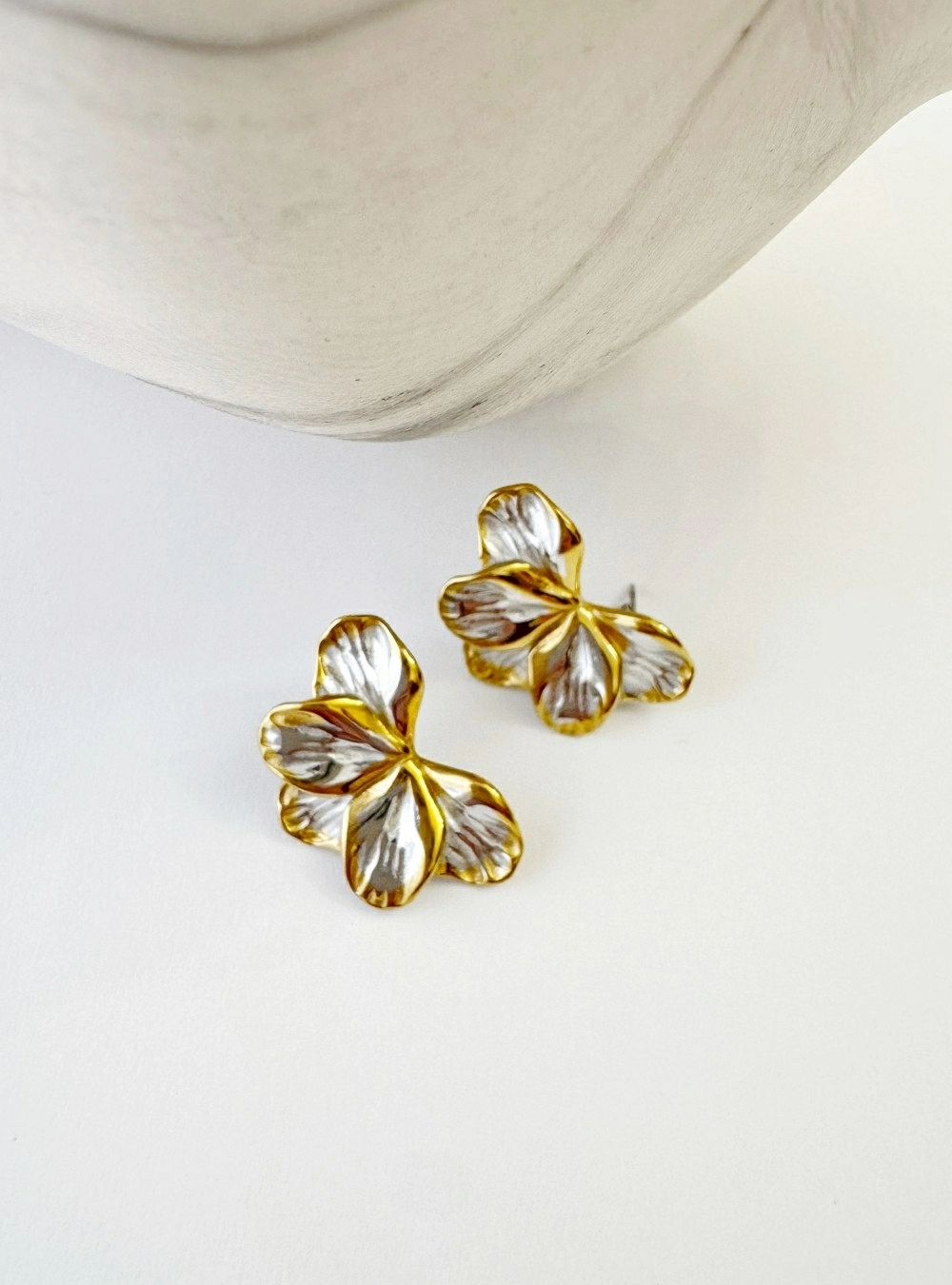Pendientes flor bicolor