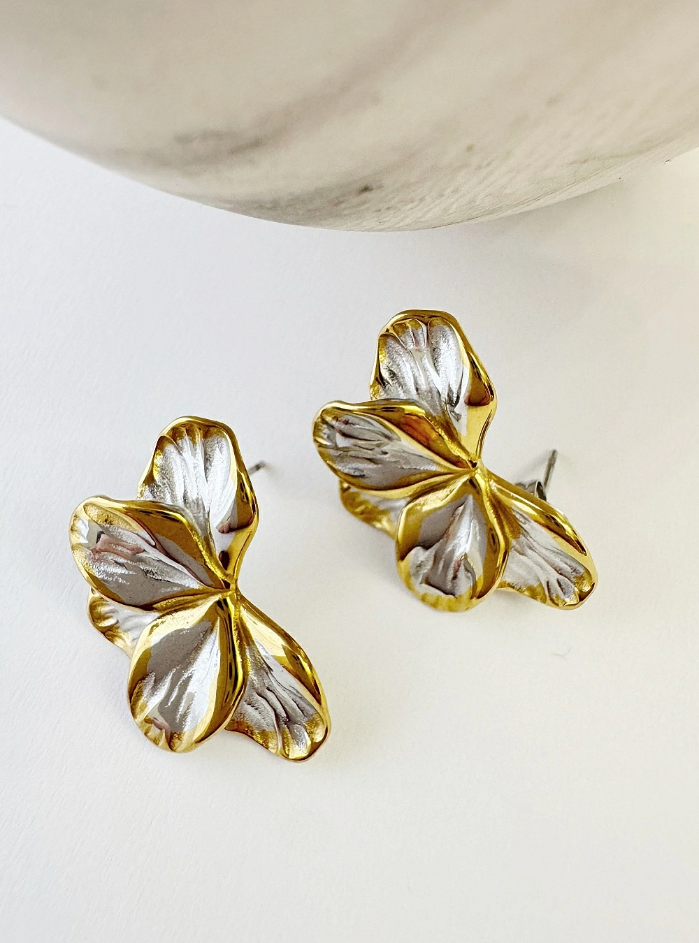 Pendientes flor bicolor