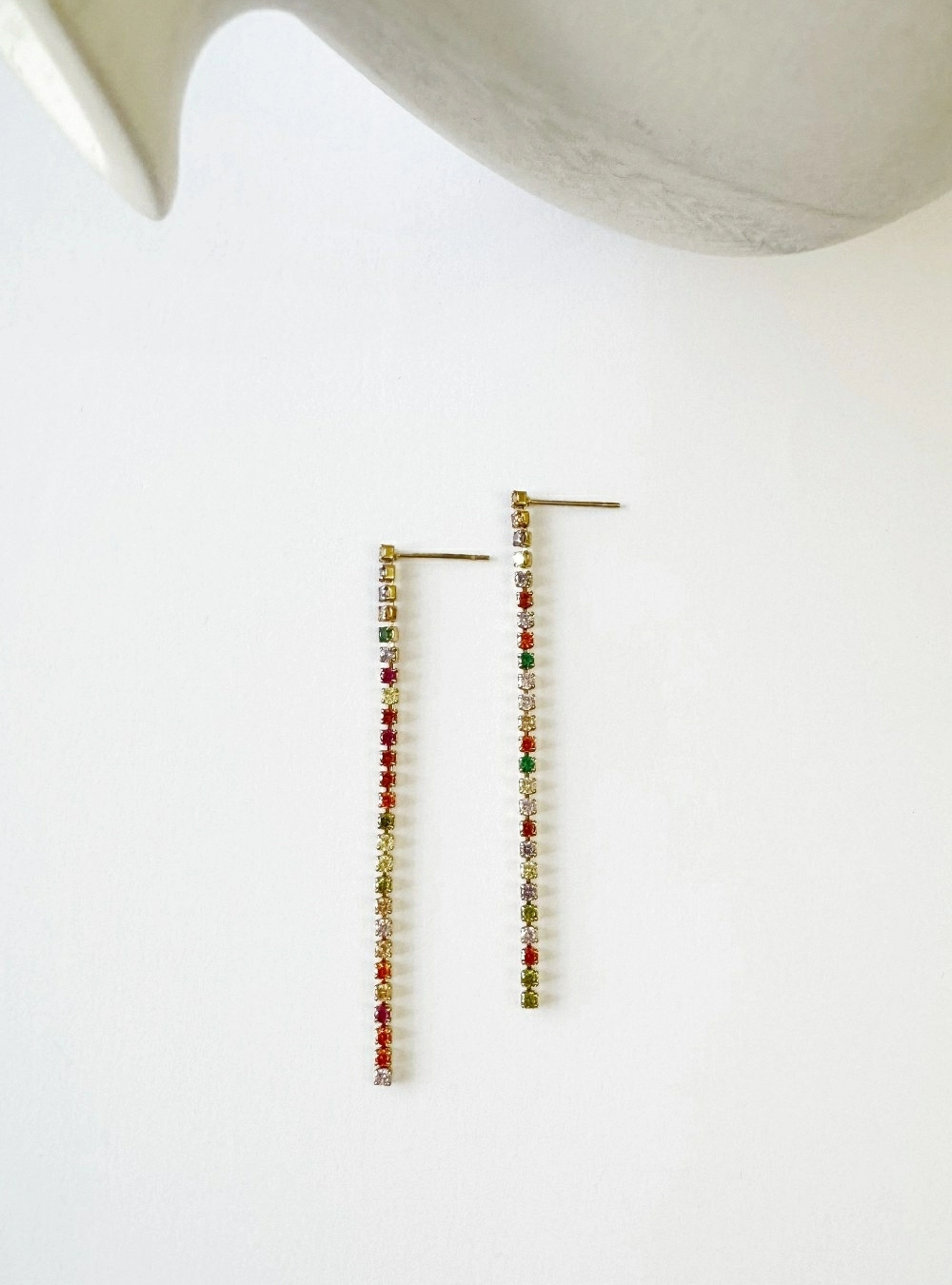 Pendientes tira circonitas colores