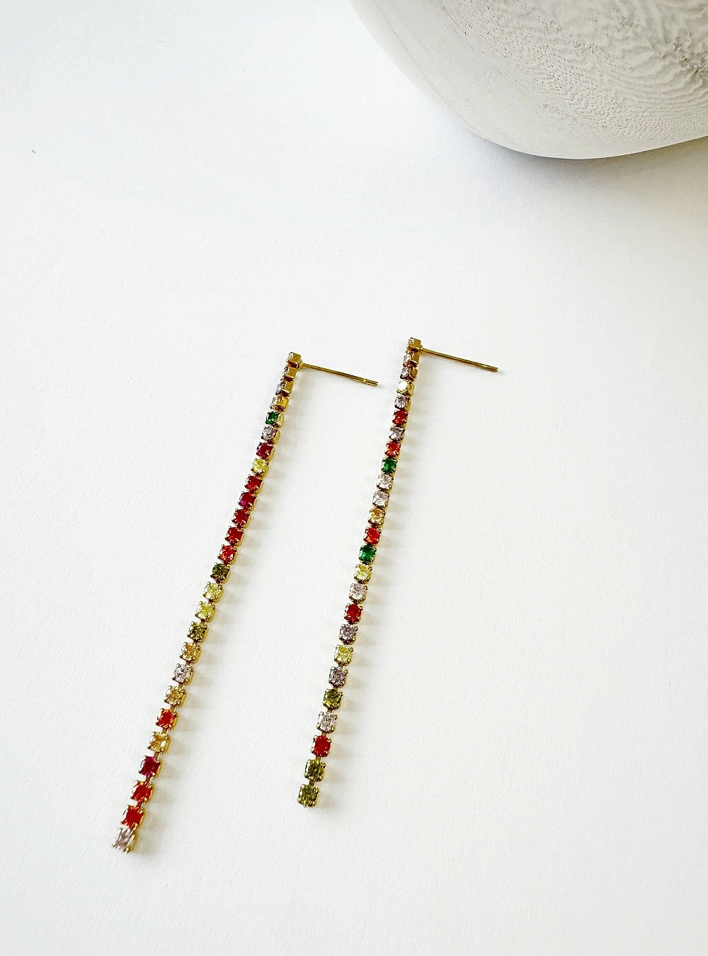 Pendientes tira circonitas colores