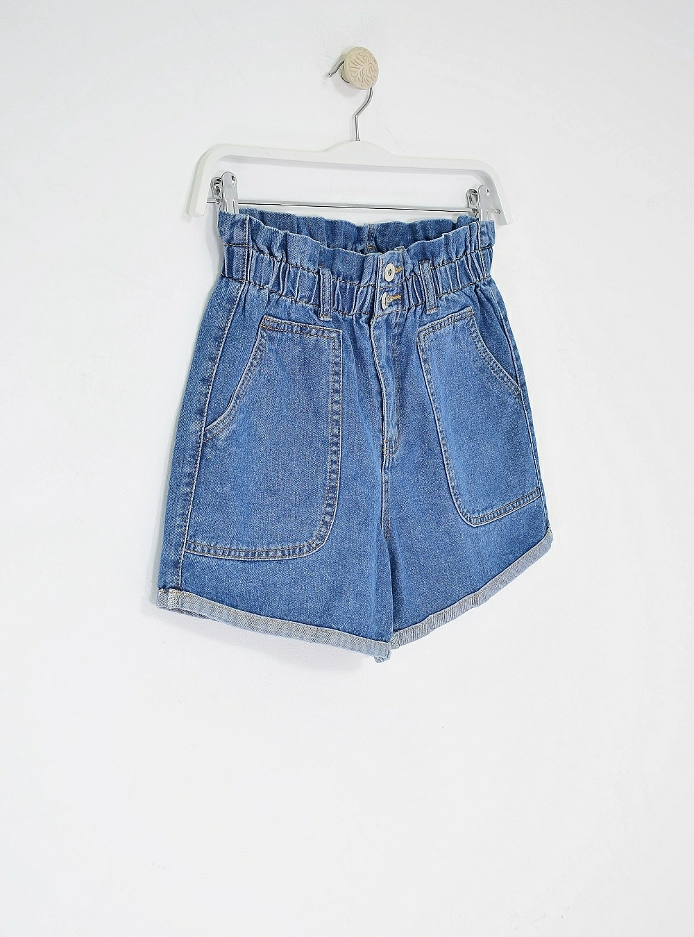 Short cintura elastica denim