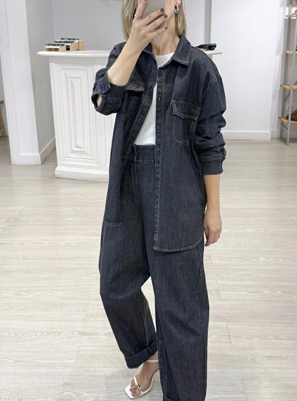 Sobrecamisa denim bordados