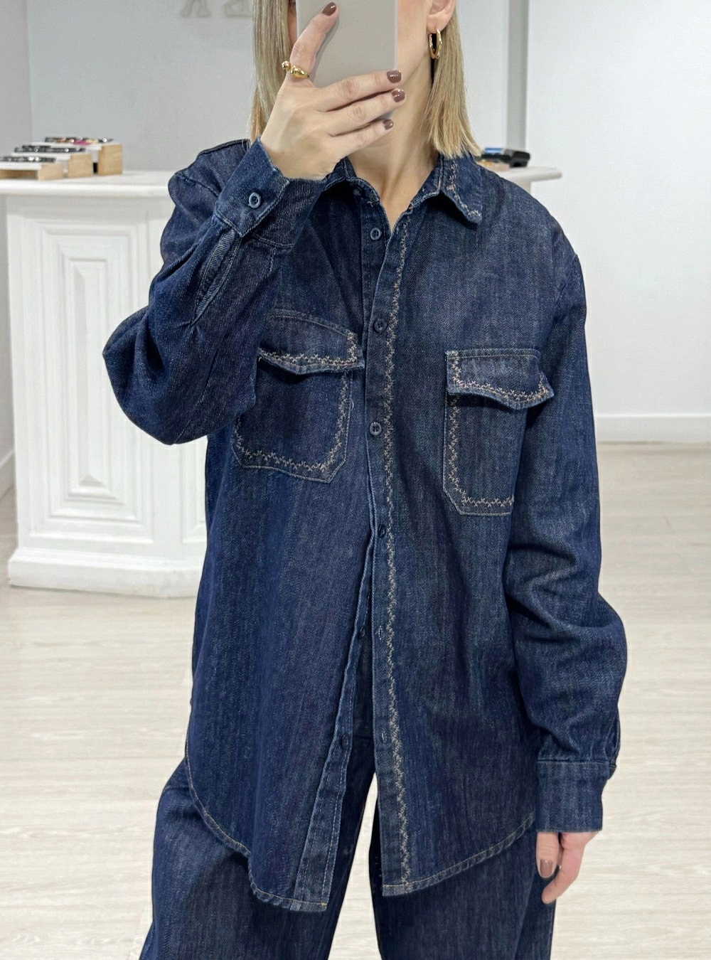 Sobrecamisa denim bordados