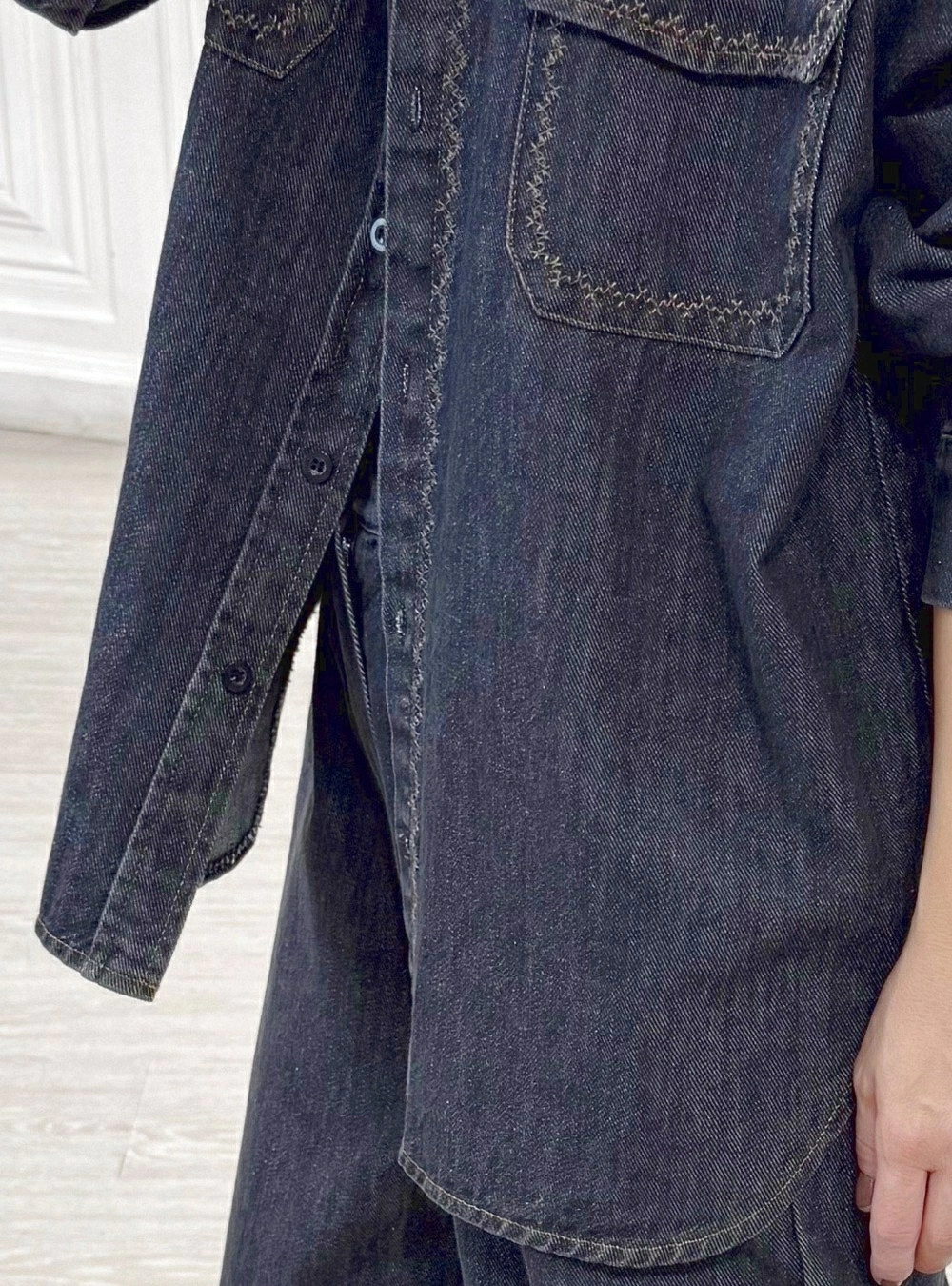 Sobrecamisa denim bordados