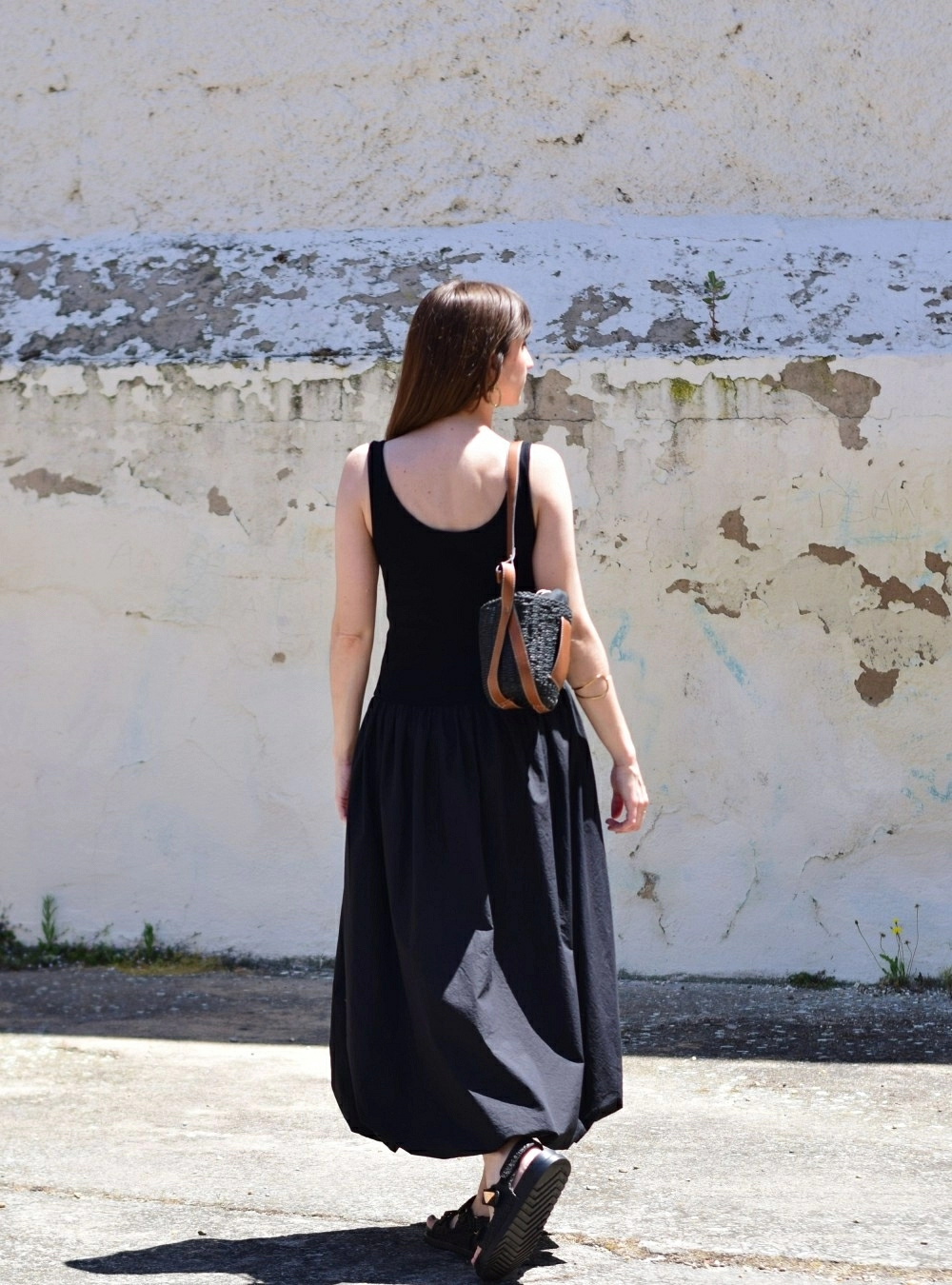 Vestido combinado liso y canale