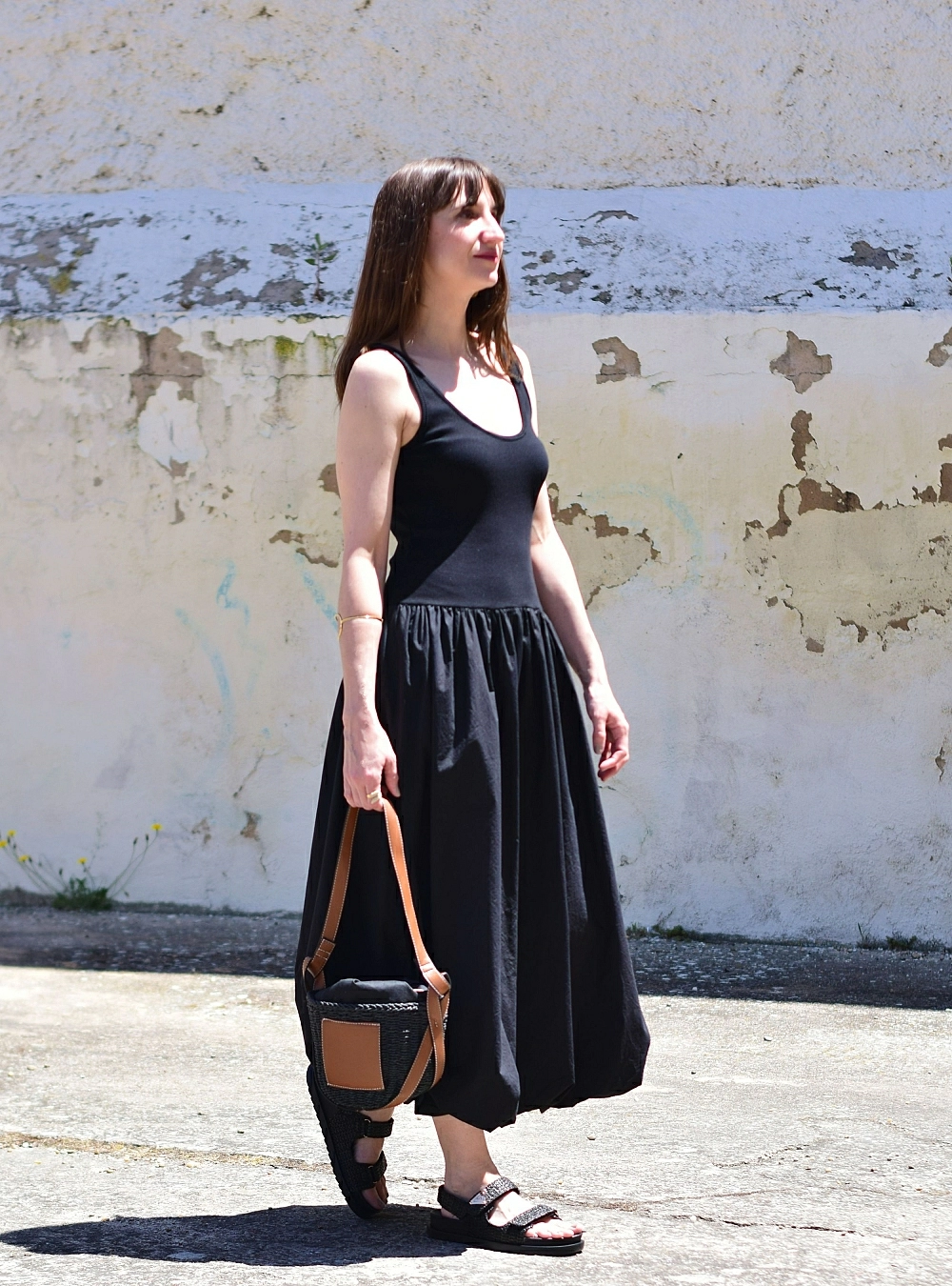 Vestido combinado liso y canale