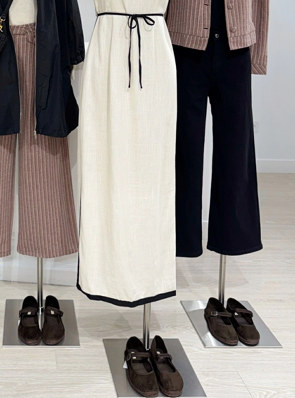 Vestido largo lino borde