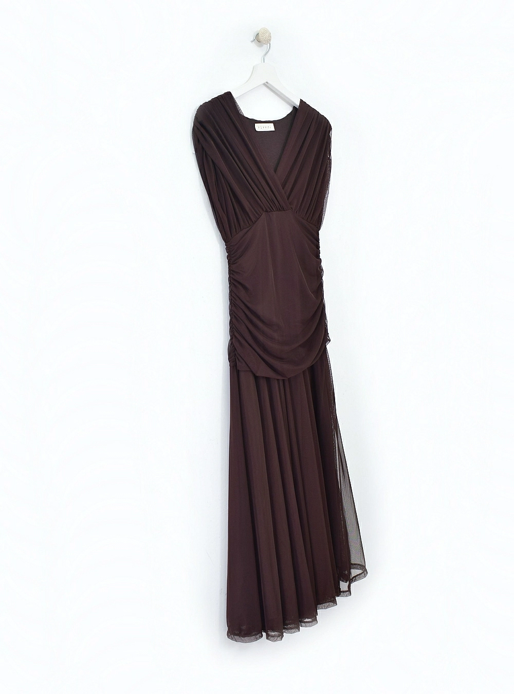 Vestido largo tul y drapeado