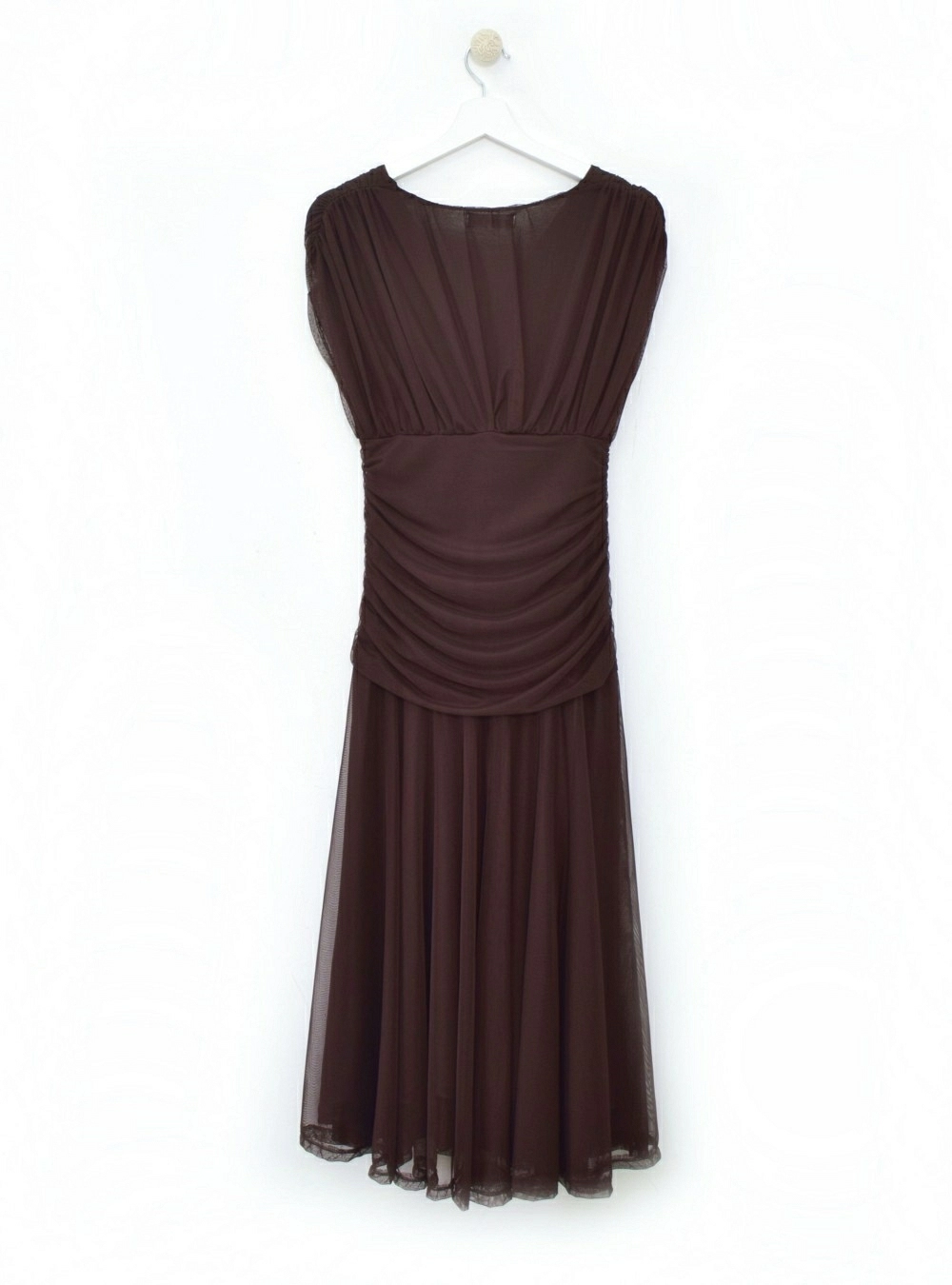 Vestido largo tul y drapeado