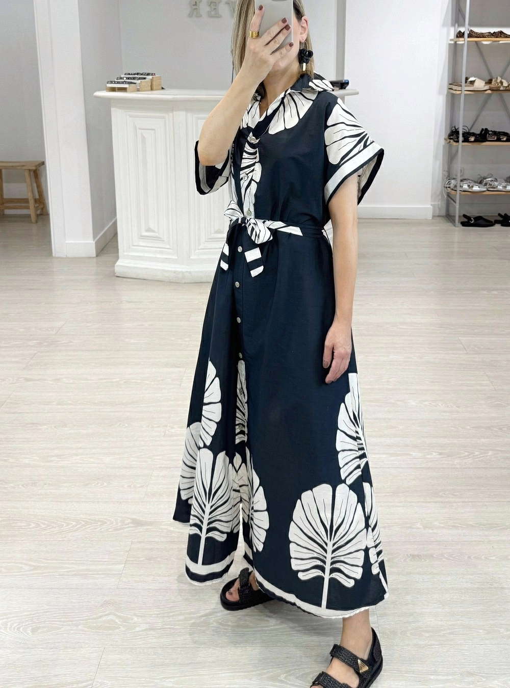 Vestido mc camisero estampado
