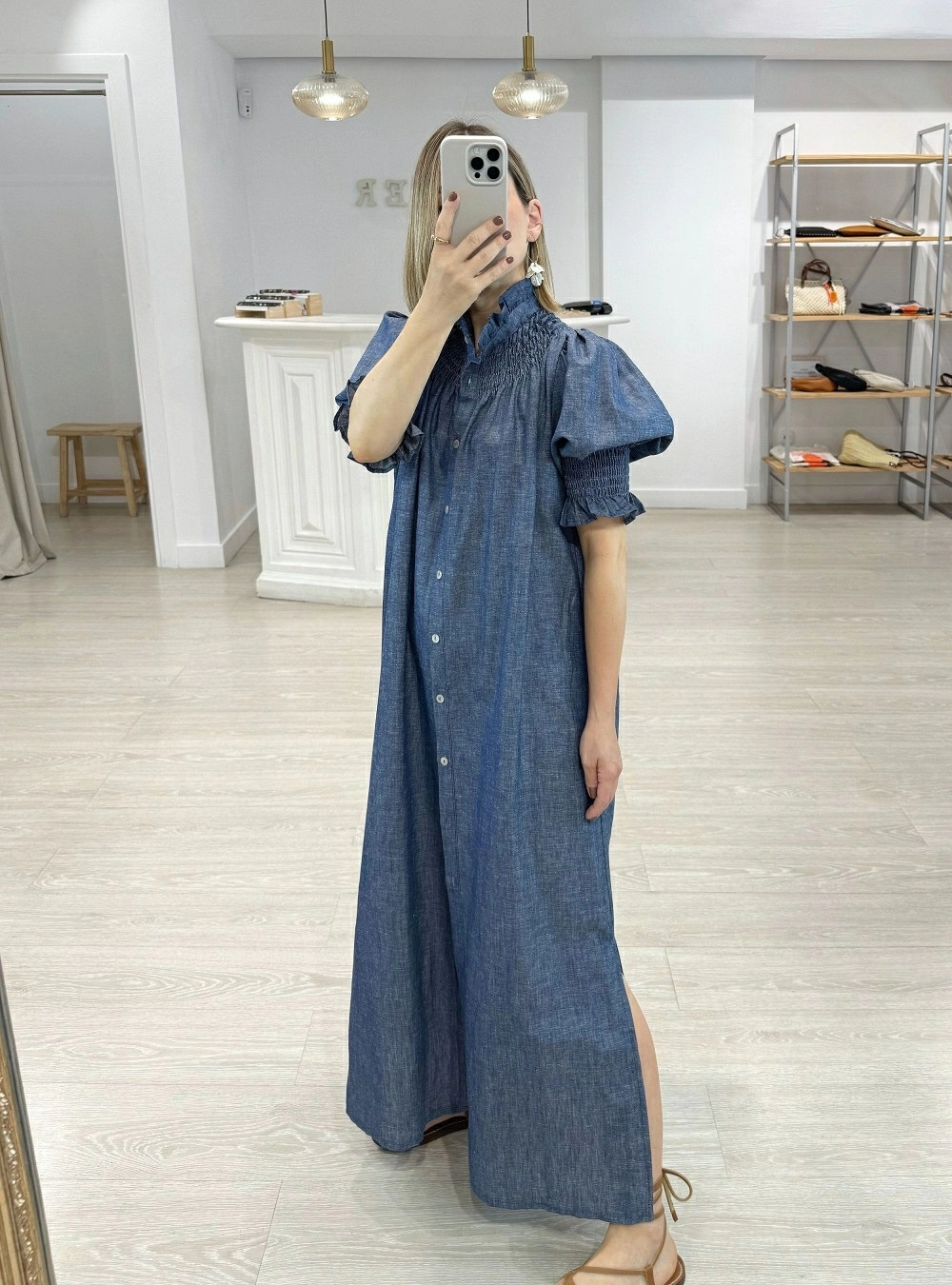 Vestido mc largo cuello elástico