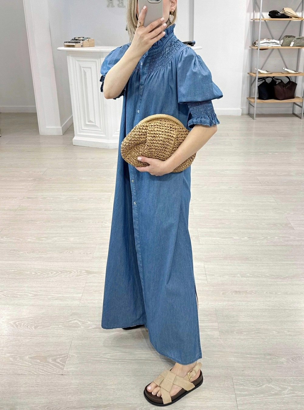 Vestido mc largo denim