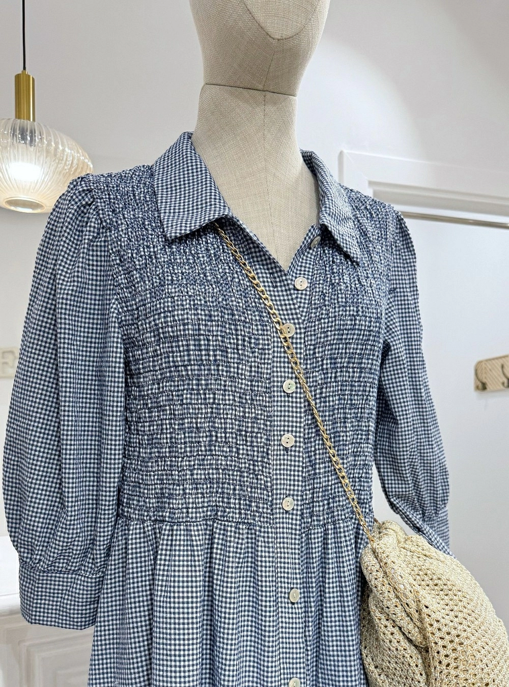 Vestido mf largo vichy