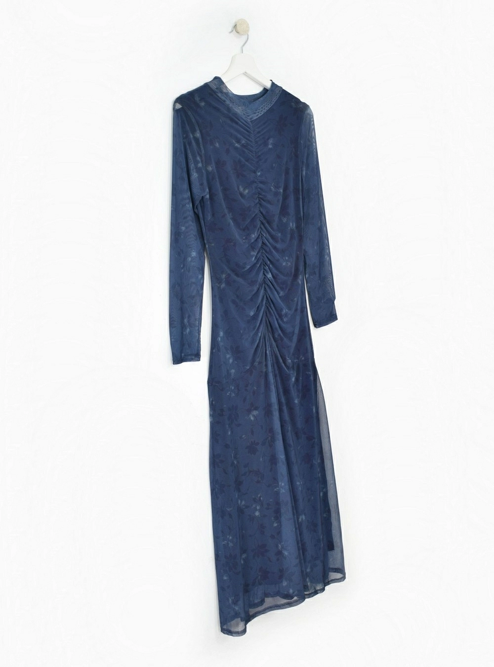 Vestido ml tul drapeado y estampado Vestido ml tul drapeado y estampado