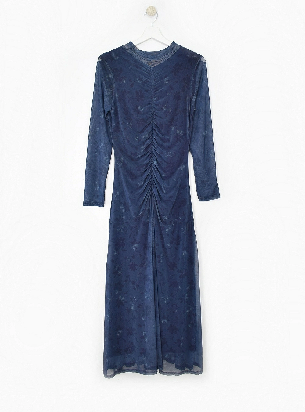 Vestido ml tul drapeado y estampado Vestido ml tul drapeado y estampado